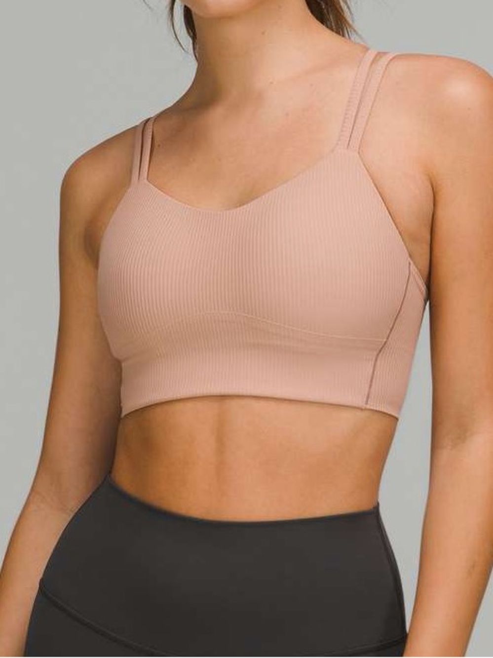 Lululemon Like a Cloud Ribbed Longline Sports Bra Tan Size 6 Pink Clay 2022